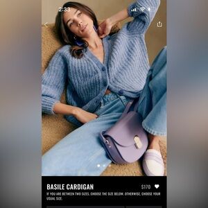 Sezane Basile Cardigan Vintage Blue - Size XXS